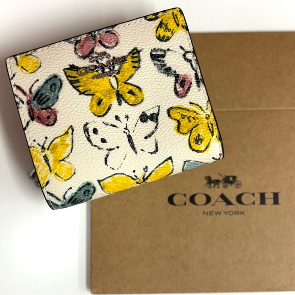 Coach Handbags - Coach Women's Butterfly Print Wallet - Yellow and White
